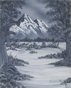 Tierra de montaña en blanco y negro Pinturas al óleo